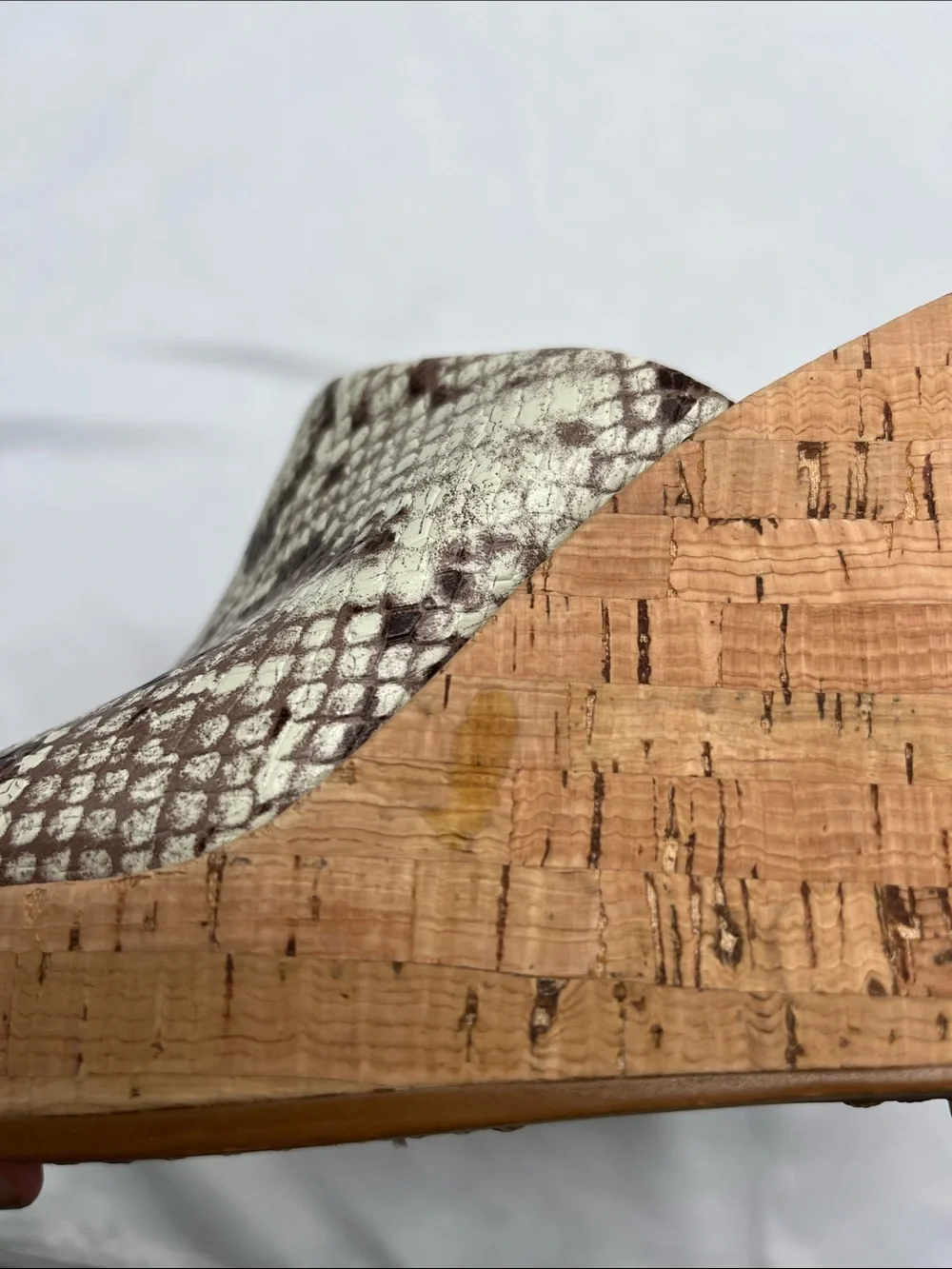 Vince Camuto Chaisen Platform Cork Leather Snakeskin Print Wedges